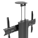 Carrello professionale da pavimento per monitor con portata 90kg e VESA fino a 900x600mm, completo di ripiano e alloggio per webcam, nero