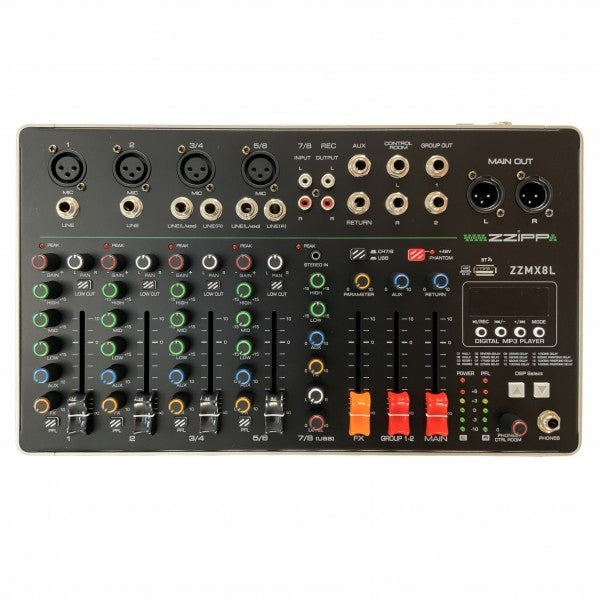 Mixer analogico a 8 canali con multieffetto DSP con 16 effetti integrati, con lettore MP3 e Bluetooth