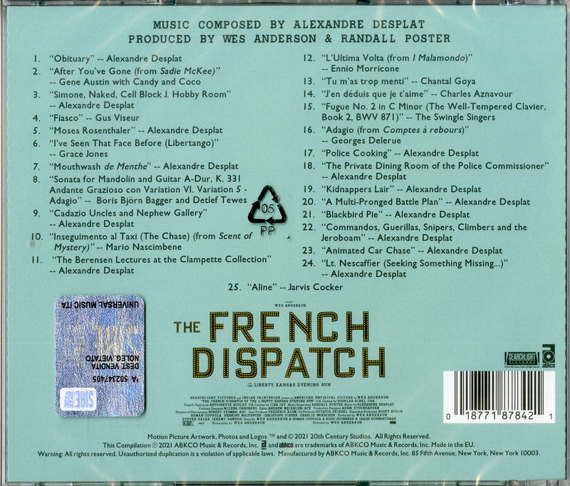 O.S.T.-The French Dispatch - The French Dispatch Cd 0018771878421