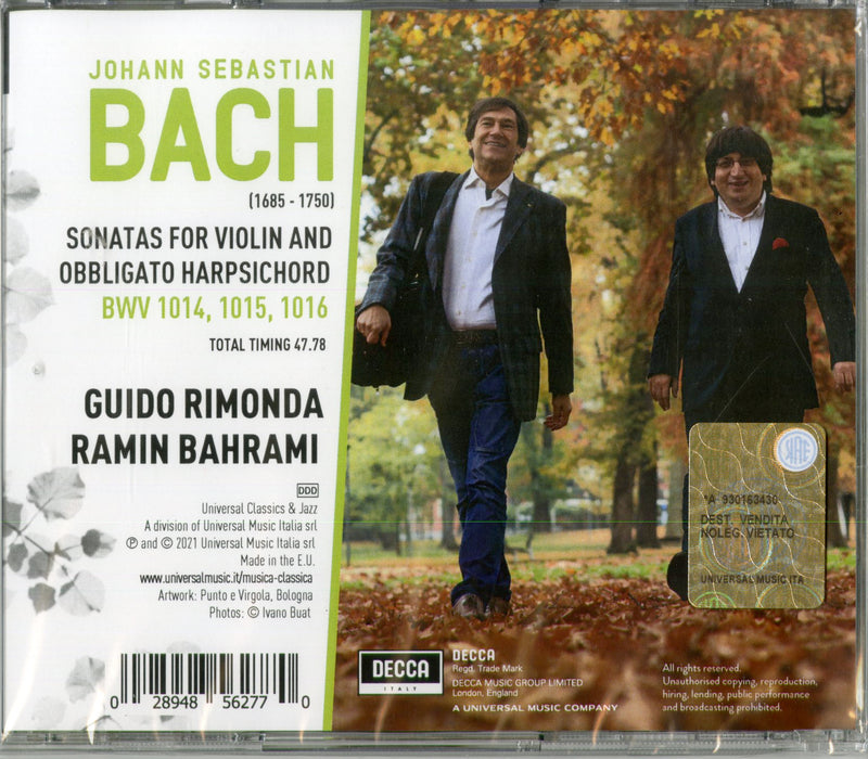 Rimonda Guido, Bahrami Ramin - Sonatas For Violin And Obbligato Harpsichord Bwv 1014, 1015, 1016 Cd 0028948562770