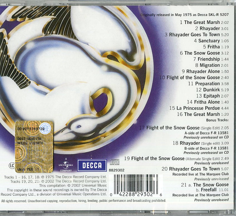 Camel - Snow Goose Cd 0042288293026