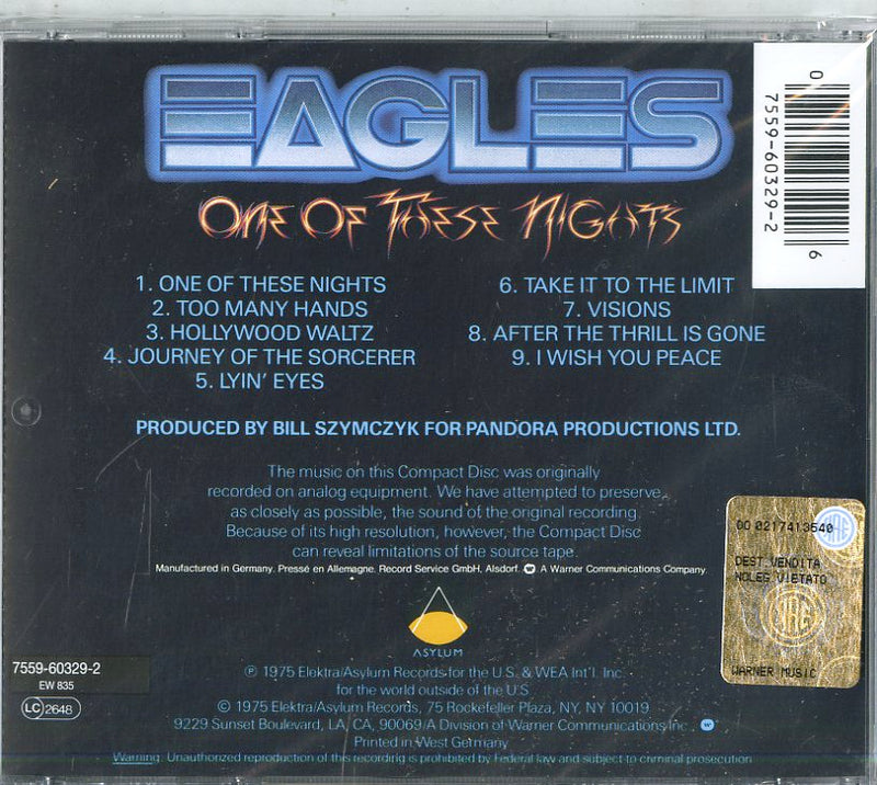 Eagles - One Of These Nights Cd 0075596032926