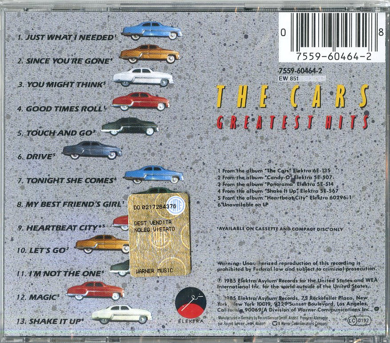 Cars The - Greatest Hits Cd 0075596046428