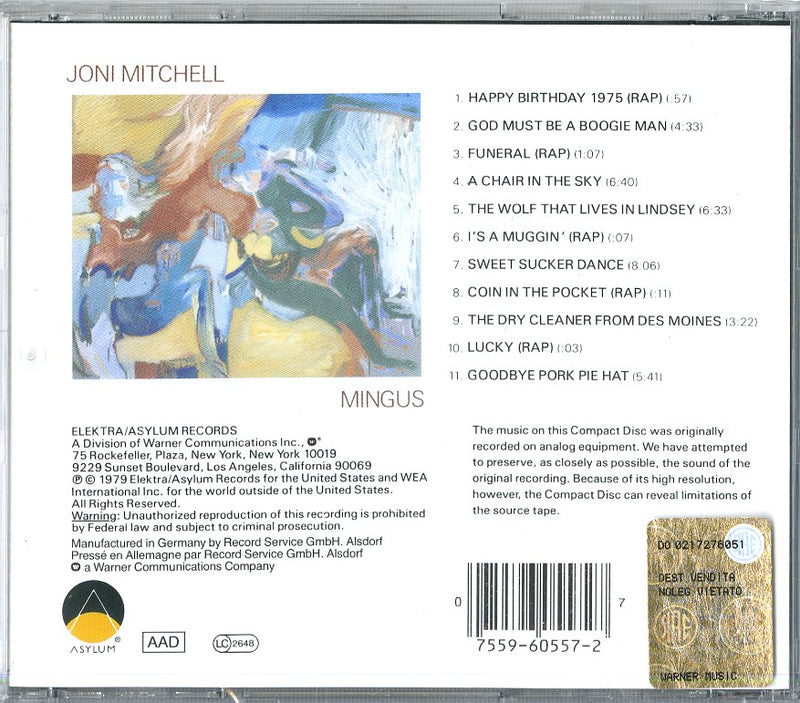 Mitchell Joni - Mingus Cd 0075596055727