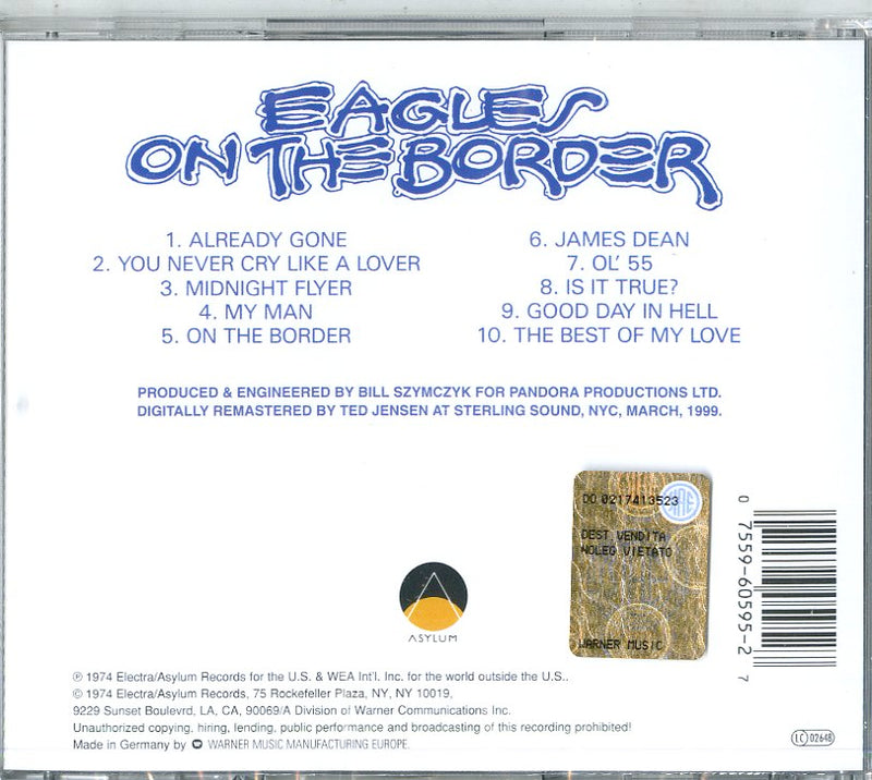 Eagles - On The Border Cd 0075596059527