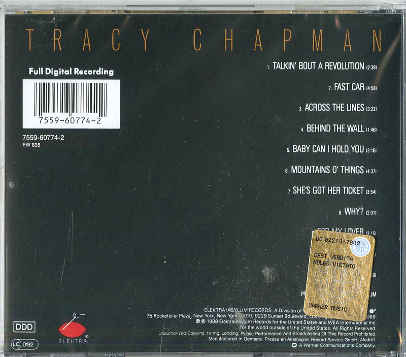 Chapman Tracy - Tracy Chapman Cd 0075596077422