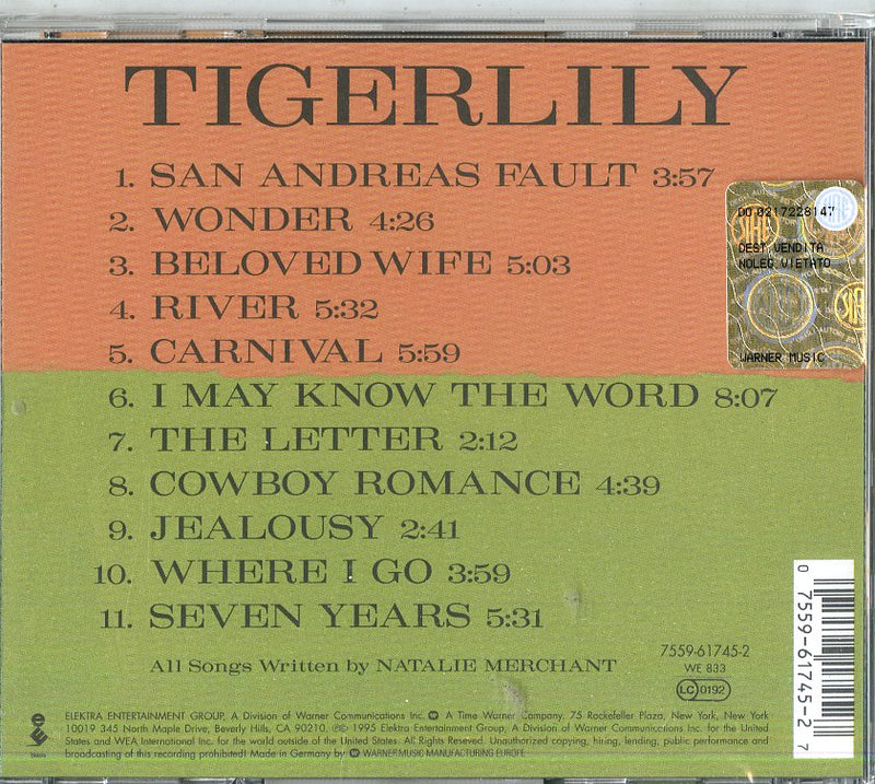 Merchant Natalie - Tigerlily Cd 0075596174527