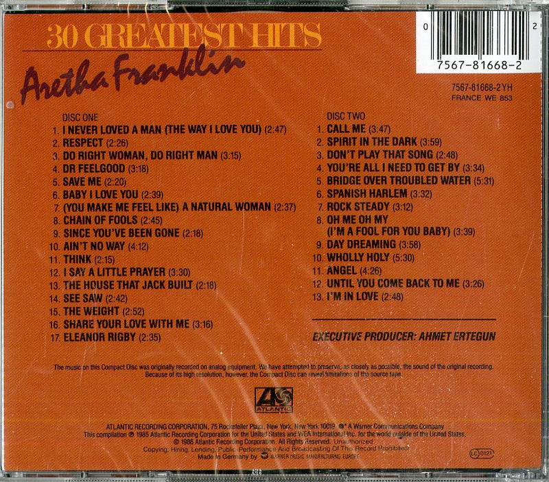 Franklin Aretha - 30 Greatest Hits Cd 0075678166822