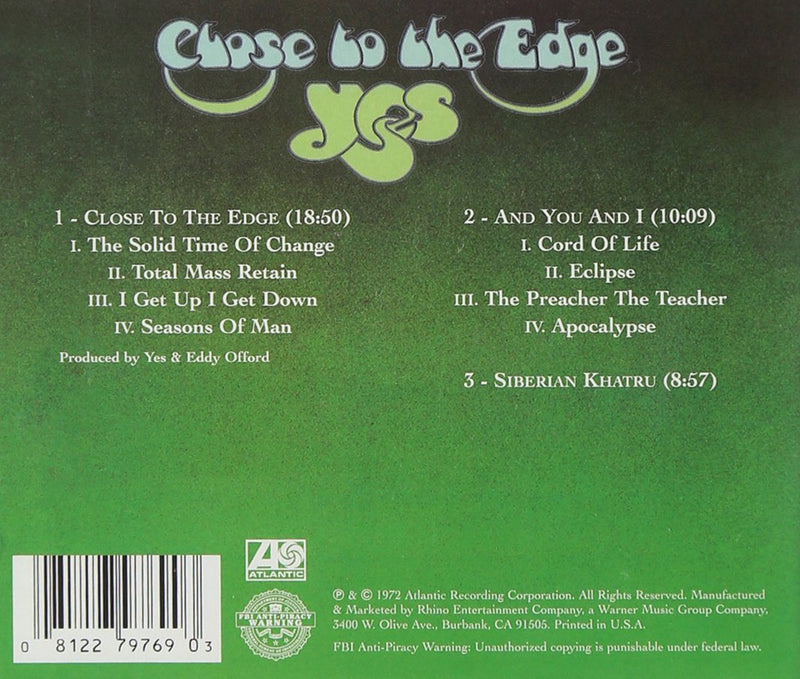 Yes - Close To The Edge Cd 0075678266621