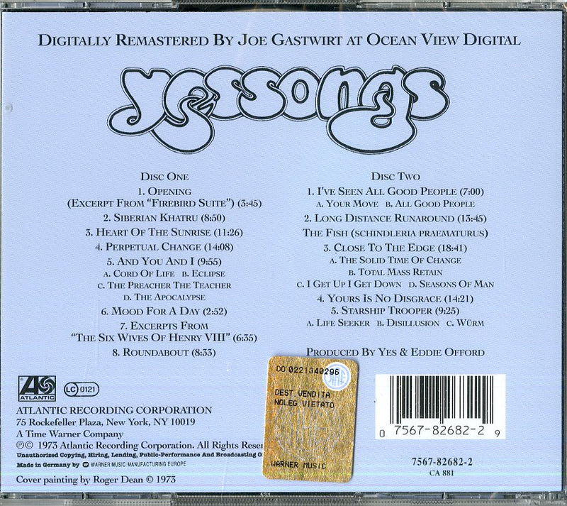 Yes - Yessongs (Remastered) Cd 0075678268229