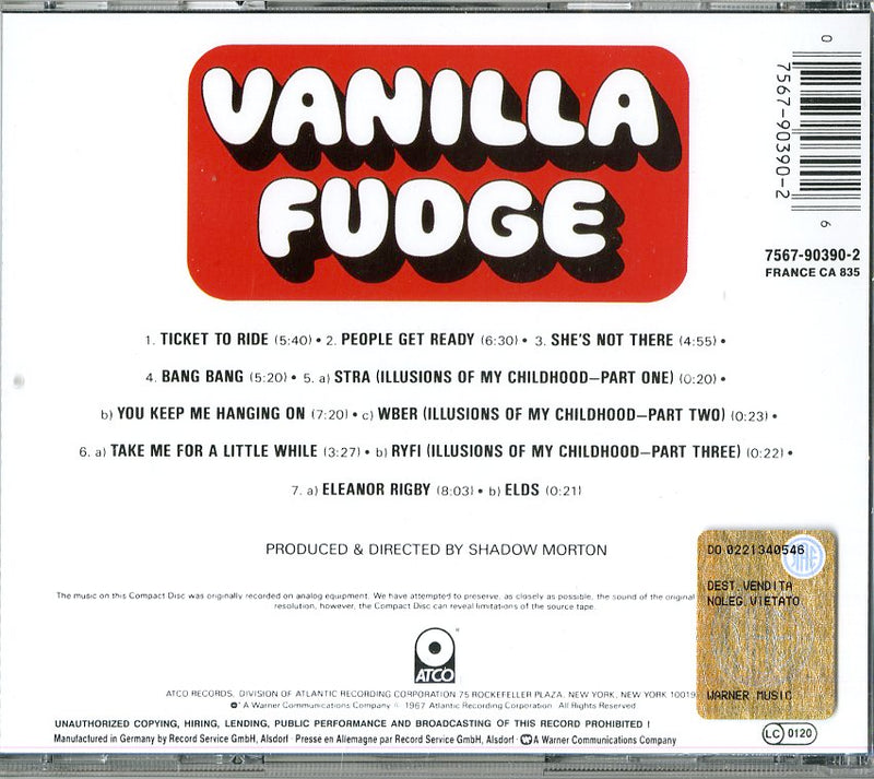 Vanilla Fudge - Vanilla Fudge Cd 0075679039026