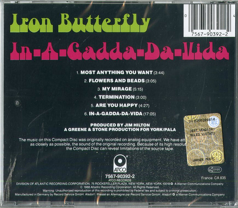 Iron Butterfly - In-A-Gadda-Da-Vida CD 0075679039224