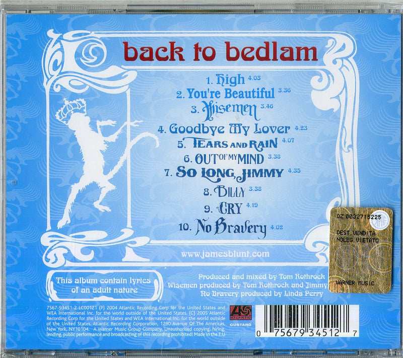 Blunt James - Back To Bedlam CD 0075679345127