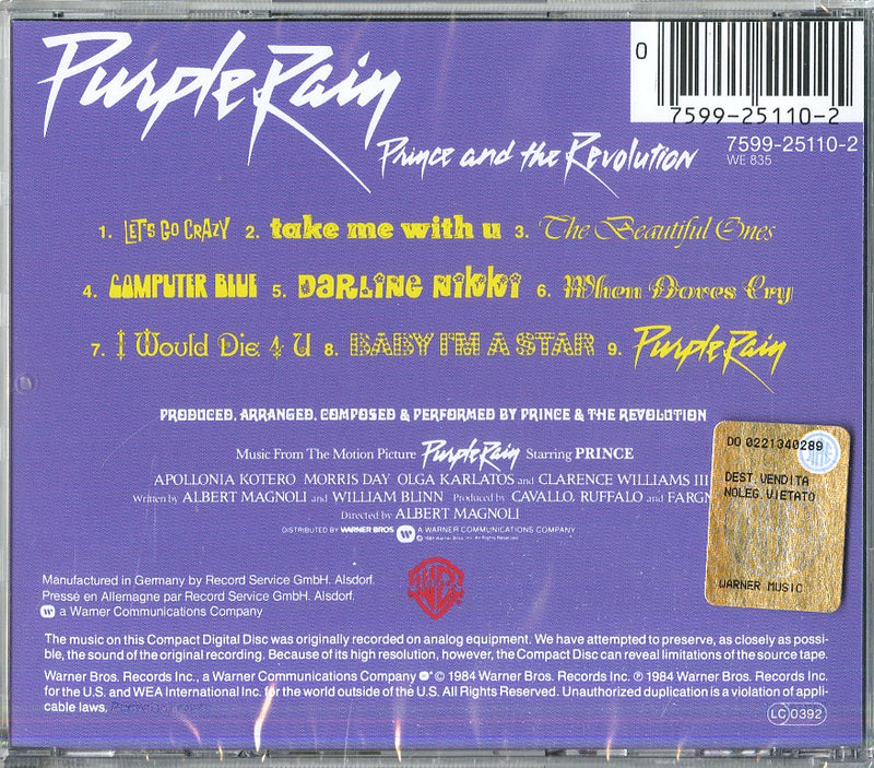 Prince - Purple Rain Cd 0075992511025