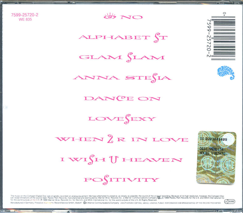 Prince - Lovesexy Cd 0075992572026