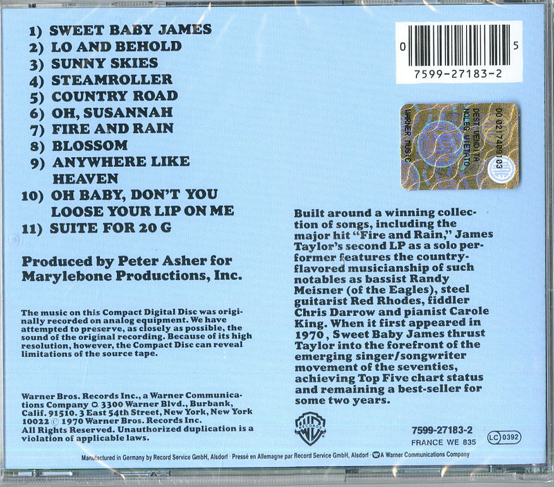 Taylor James - Sweet Baby James Cd 0075992718325