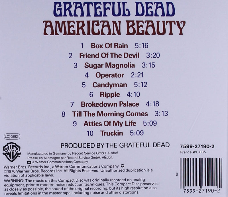 Grateful Dead - American Beauty Cd 0075992719025