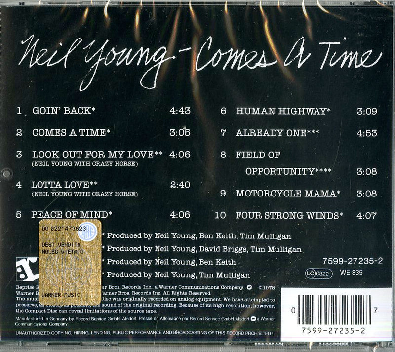 Young Neil - Comes A Time Cd 0075992723527