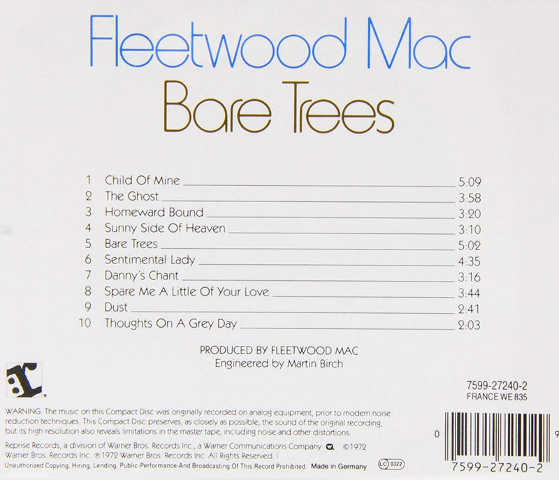 Fleetwood Mac - Bare Trees Cd 0075992724029
