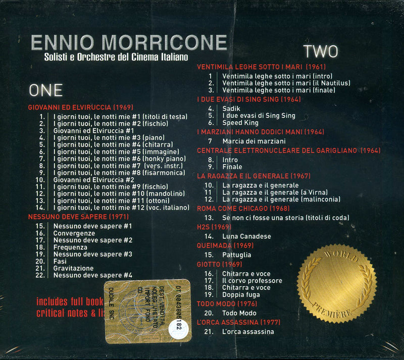 Morricone Ennio - Rare & Unreleased Soundtracks From The 60S & 70S Originsl Score CD 0076119910035