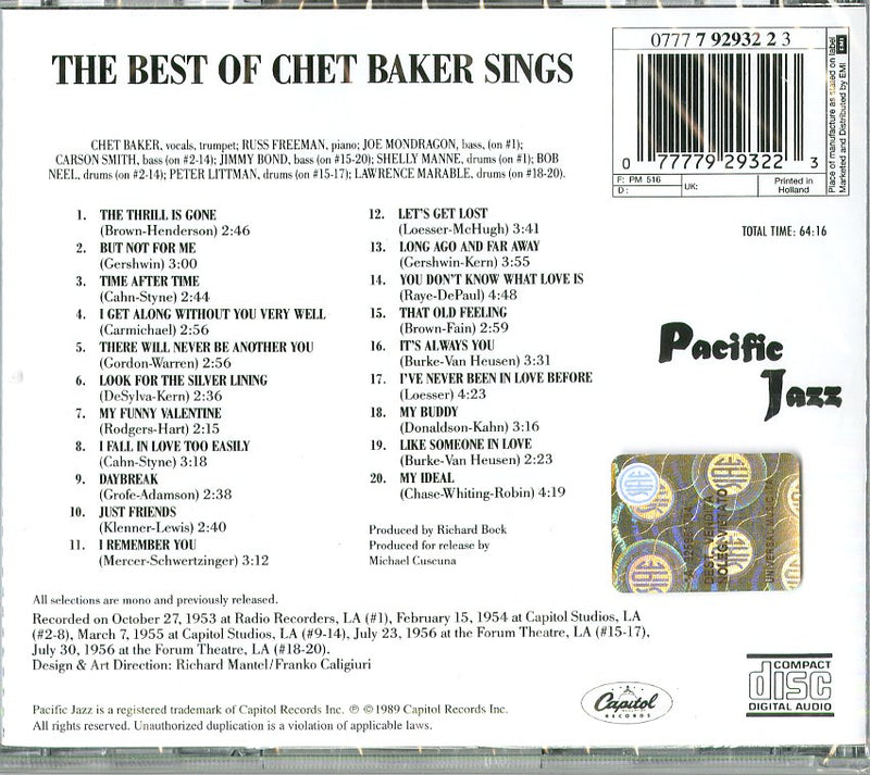 Baker Chet - The Best Of Chet Cd 0077779293223