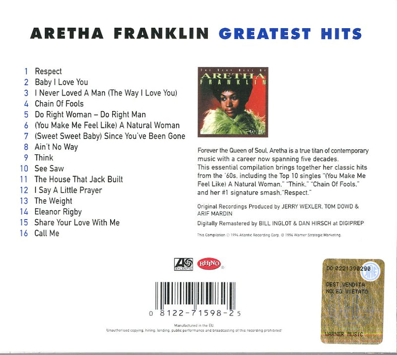 Franklin Aretha - Very Best Of Vol. 1 Cd 0081227159825