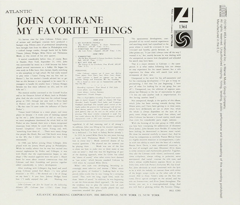 Coltrane John - My Favorite Things Cd 0081227535025