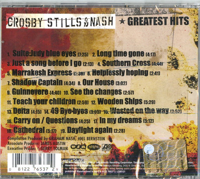 Crosby Stills & Nash - Greatest Hits Cd 0081227653729