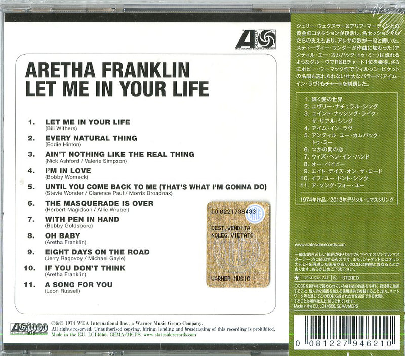 Franklin Aretha - Let Me In Your Life (Japan Atlantic) CD 0081227946210