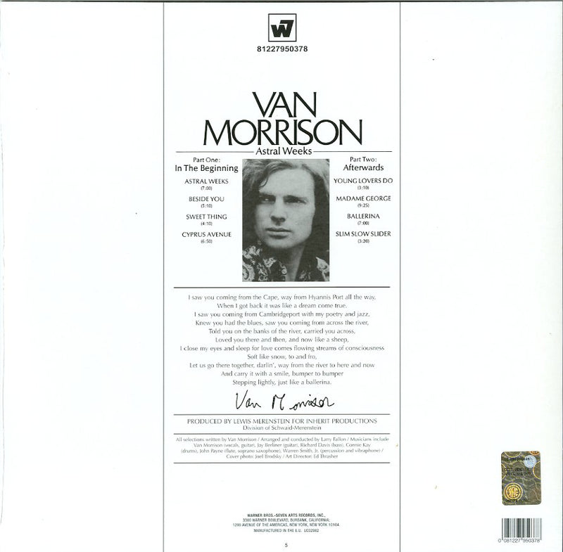 Morrison Van - Astral Weeks Lp 0081227950378