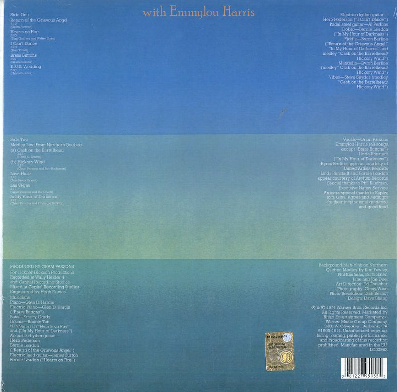 Parsons Gram - Grievous Angel Vinile LP - Vinyl record 0081227959555