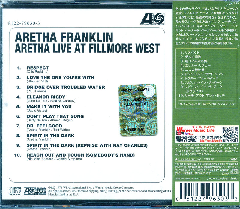 Franklin Aretha - Aretha Live At Fillmore (Japan Atlantic) Cd 0081227963033