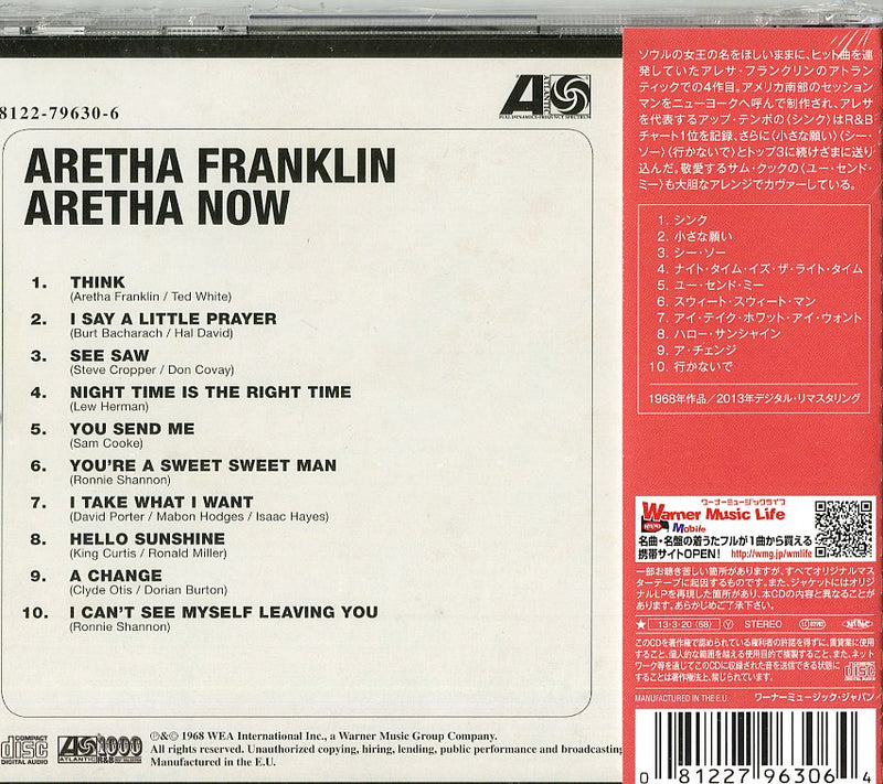 Franklin Aretha - Aretha Now (Japan Atlantic) Cd 0081227963064