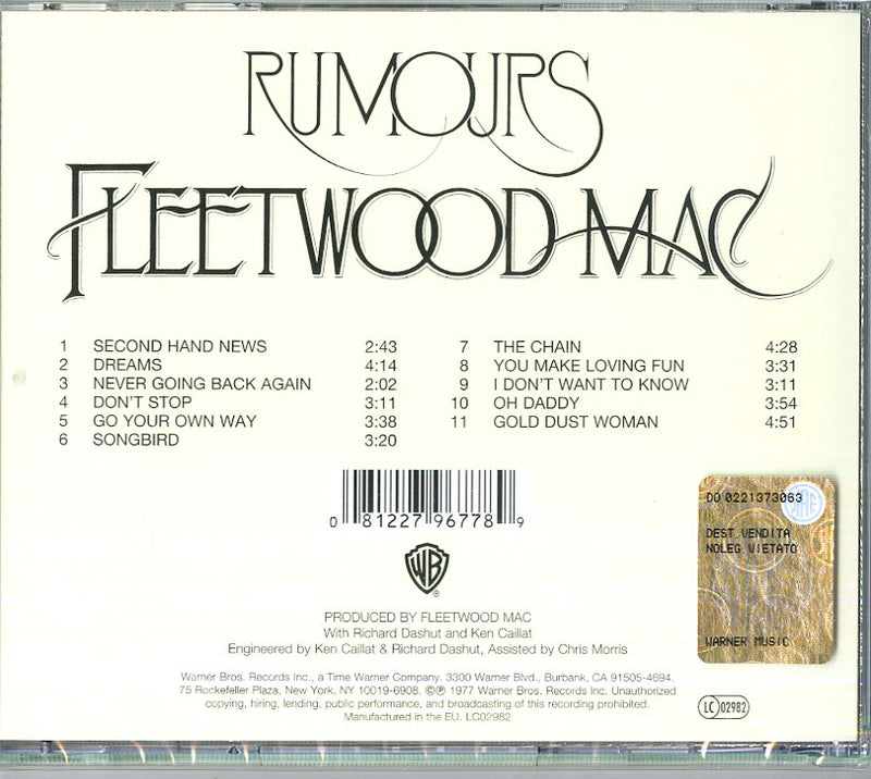 Fleetwood Mac - Rumours (35°Anniv.Edt.) Cd 0081227967789