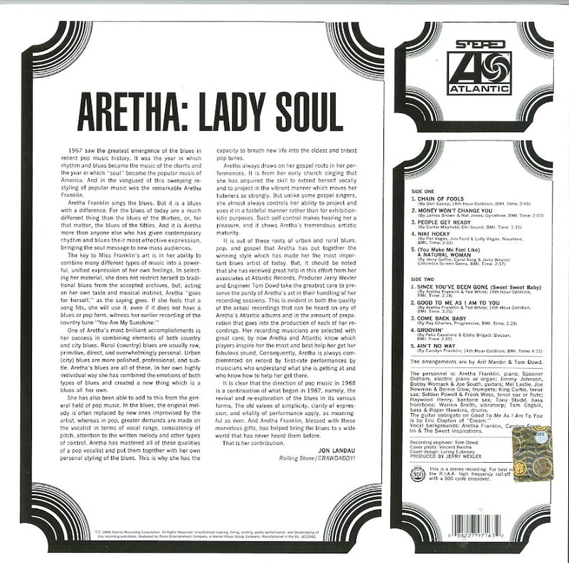 Franklin Aretha - Lady Soul Lp 0081227971632