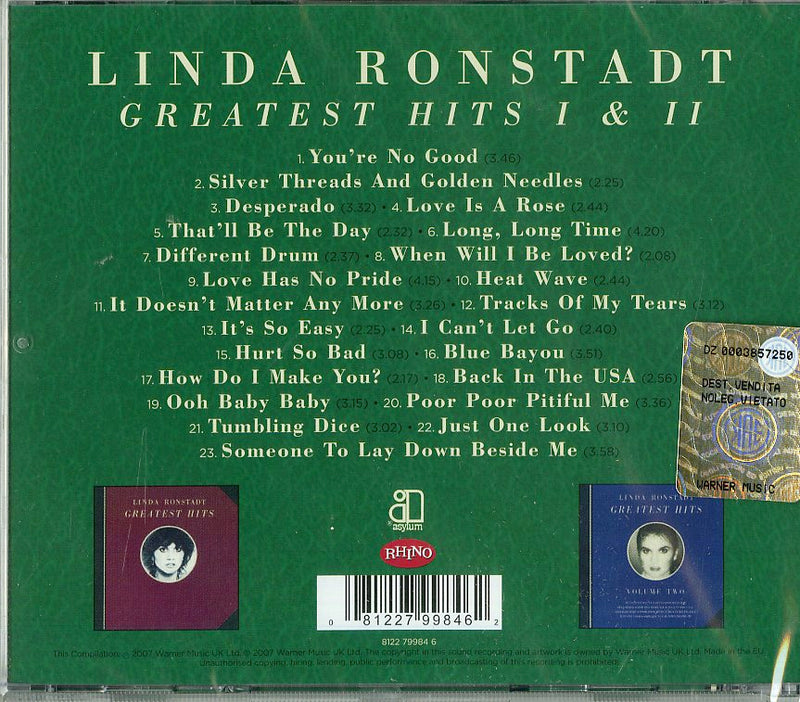 Ronstadt Linda - Greatest Hits 1 & 2 Cd 0081227998462