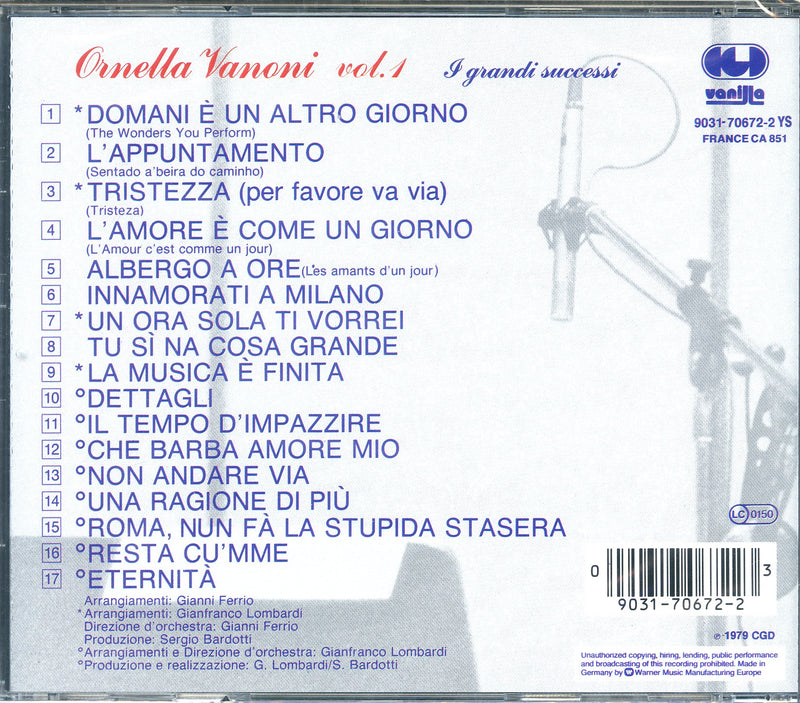 Vanoni Ornella - Vanoni Vol.1:I Grandi Successi Cd 0090317067223