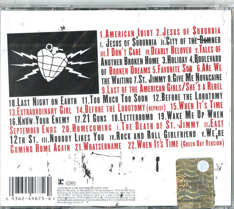 Green Day - American Idiot-Original Broadway Ca CD 0093624967569