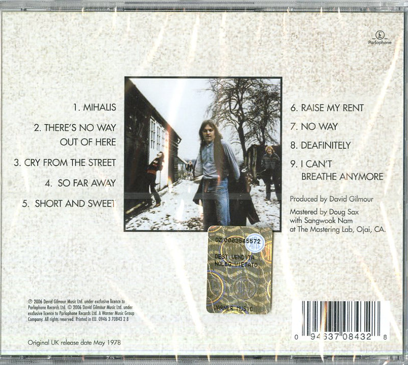 Gilmour David - David Gilmour (Remaster 2006) Cd 0094637084328