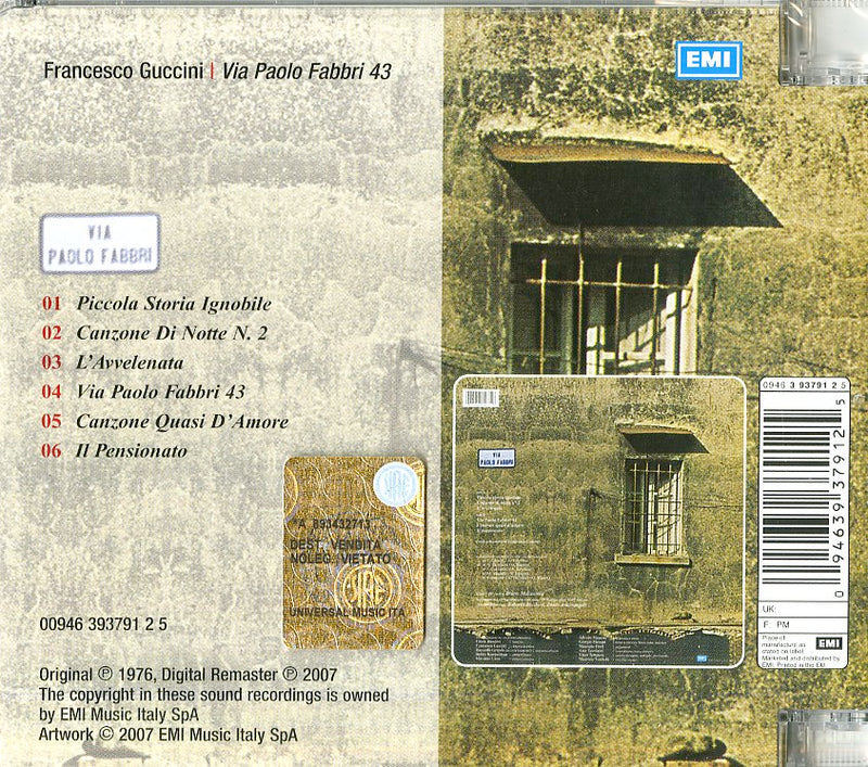 Guccini Francesco - Via Paolo Fabbri 43(Remastered) Cd 0094639379125