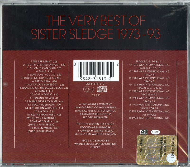 Sister Sledge - The Very Best Of Sister Sledge Cd 0095483181322