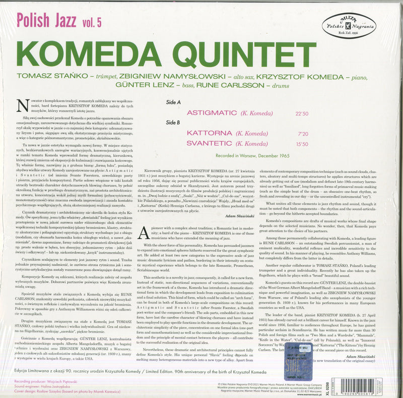 Komeda Quintet - Astigmatic (Colour Limited Vinyl) Lp 0190295005610