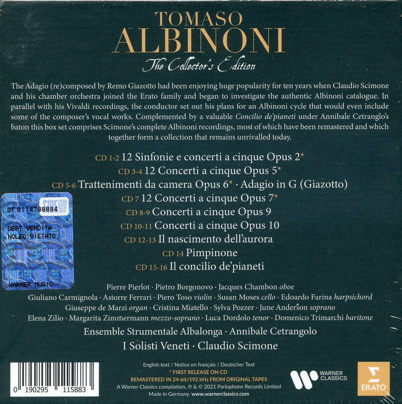 Albinoni Edition - Albinoni The Collector'S Edition (Box 16 Cd) Cd 0190295115883