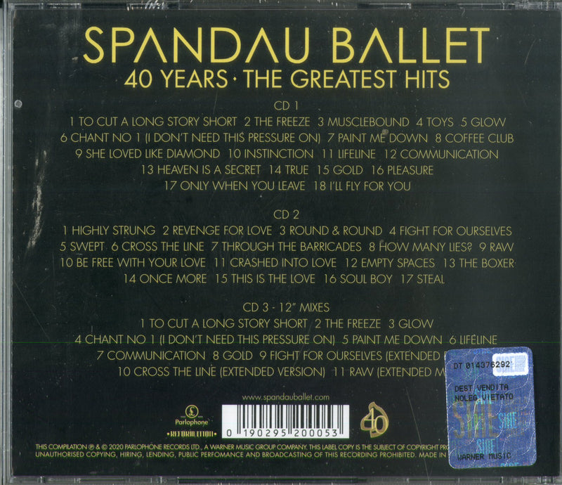 Spandau Ballet - 40 Years The Greatest Hits (Box 3 Cd) Cd 0190295200053