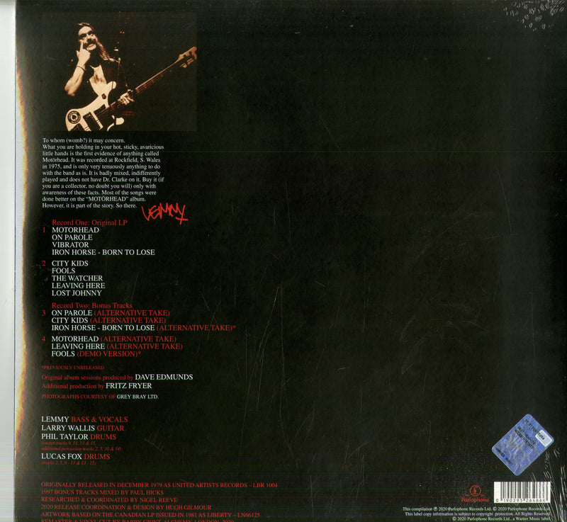 Motorhead - On Parole (Expanded & Remastered) Lp 0190295264666