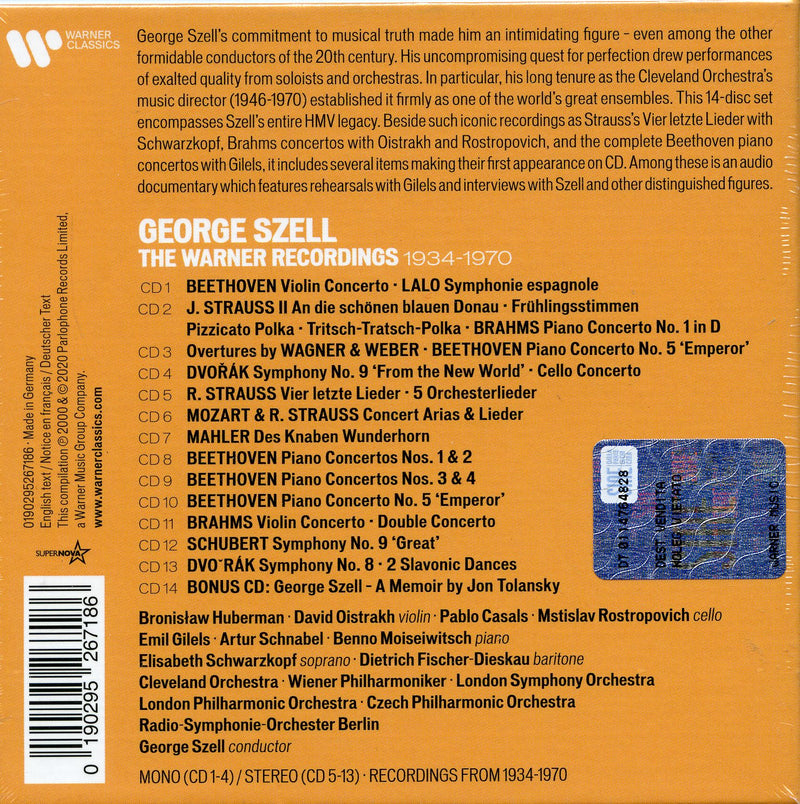George Szell - The Warner Recordings 1934-1970 (Box 14 Cd) Cd 0190295267186
