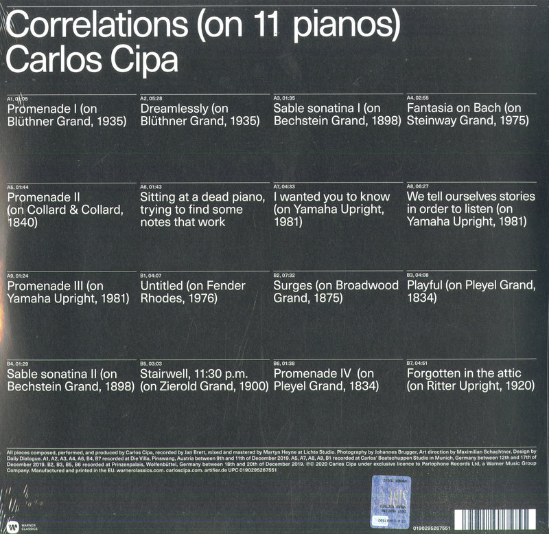 Cipa Carlos - Correlations (On 11 Pianos) Vinile LP - Vinyl record 0190295267551