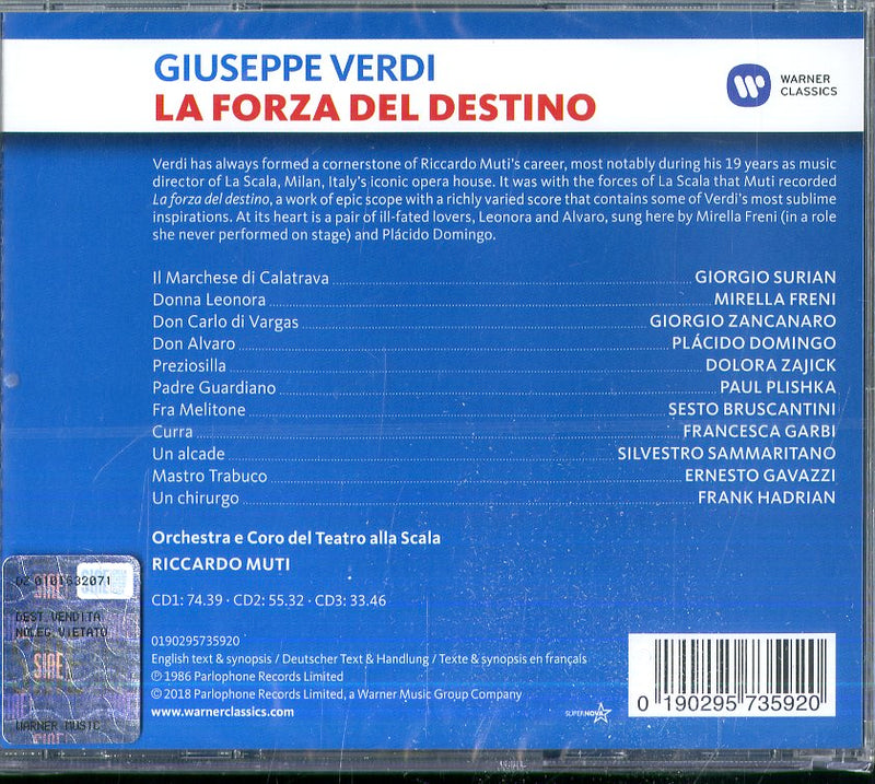 Riccardo Muti( Direttore), Placido Domingo( Tenore) - La Forza Del Destino CD 0190295735920