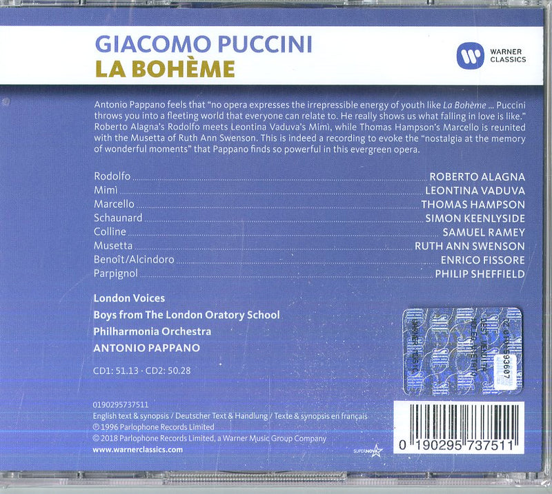 Antonio Pappano (Direttore) - La BohÃ¨me (Opera Completa) CD 0190295737511