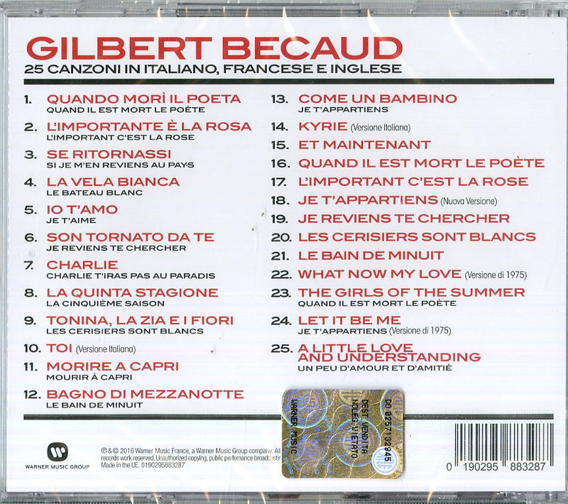 Becaud Gilbert - 25 Canzoni In Italiano Fancese E Inglese Cd 0190295883287